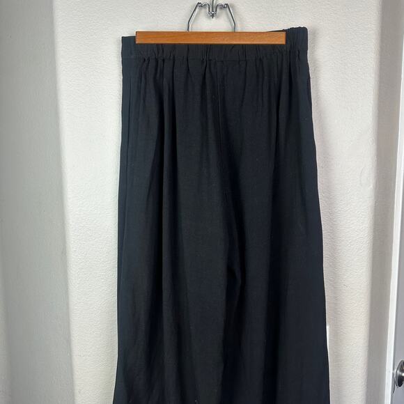 Black Wide Leg Hemp-blend Trousers Size Large - Picture 6 of 14